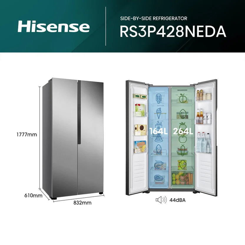 Nevecon Hisense Side By Side 428 Litros - RS3P428NEDA1