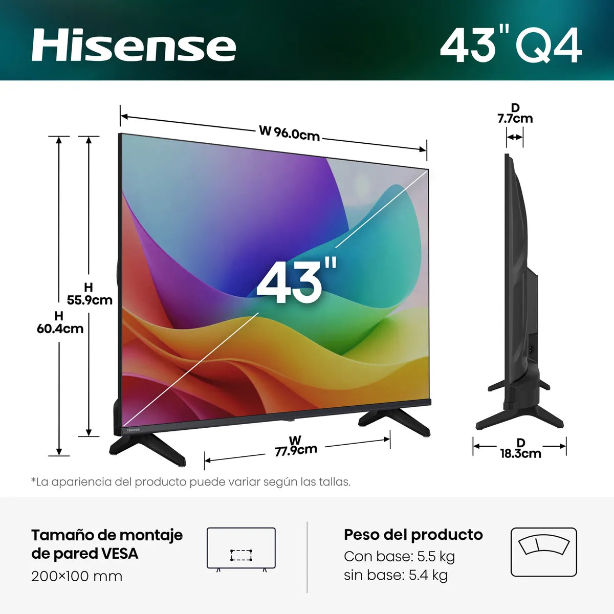 Televisor Hisense 43" QLED FHD Smar TV VIDAA - 43Q4SV