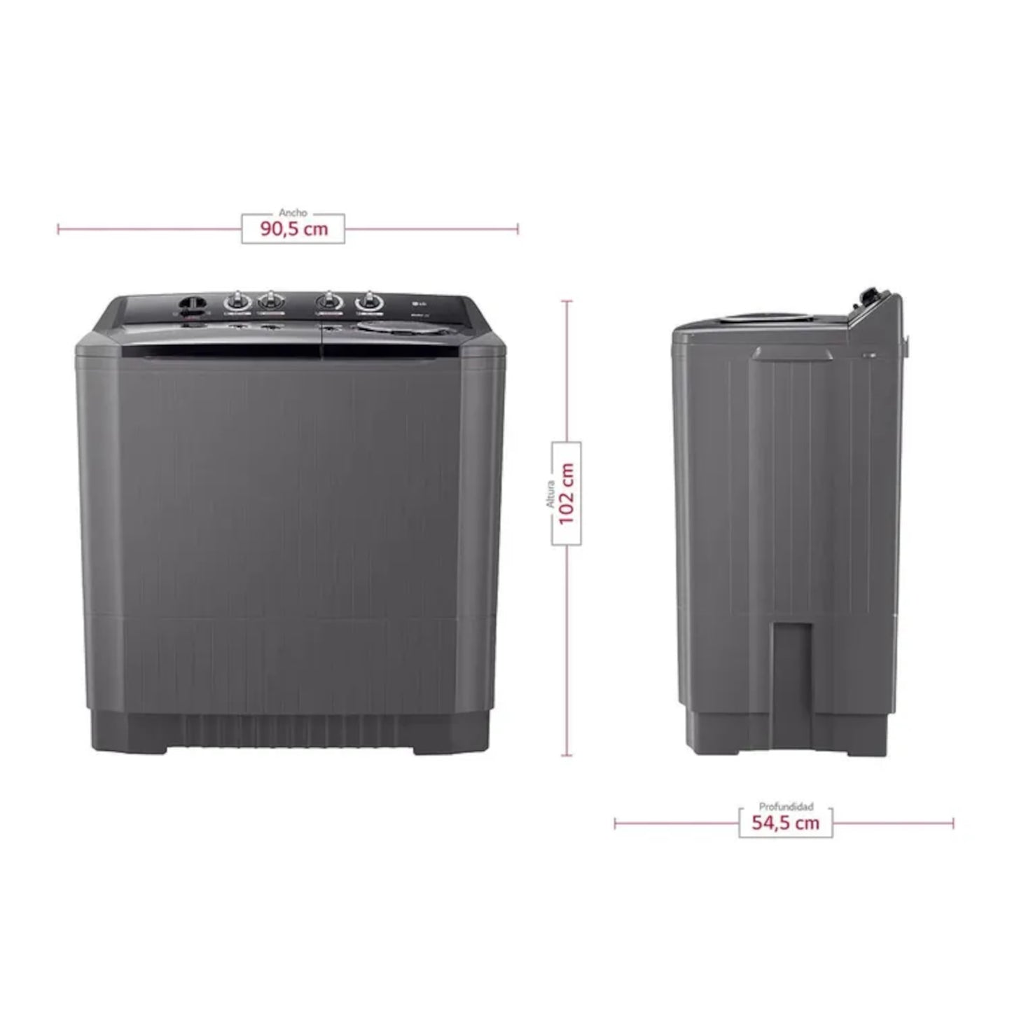 LAVADORA LG SEMIAUTOMATICA CARGA SUPERIOR  15KG WP15BAR GRIS