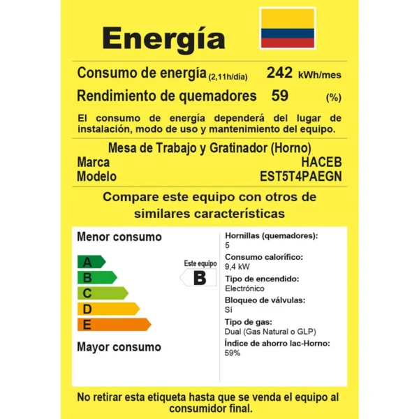 Estufa Romero Torre Haceb 50 cms Gas Natural negra - ESTRO50T-NE