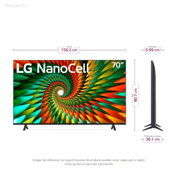 Televisor LG 70" NanoCell|4K |Procesador IA α5 | Smart TV|Filtro de color|Filmmaker mode|Incluye Magic Remote